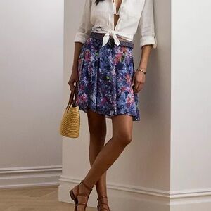 Polo by Ralph Lauren Purple Blue Floral Circle Skirt